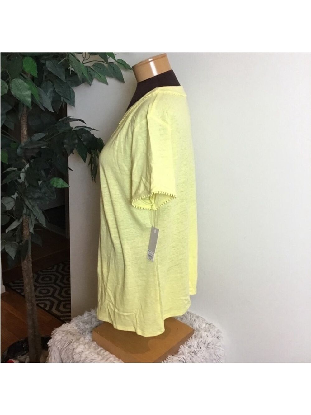 Croft & Barrow bobble trimmed short sleeve tee Womans size XL yellow - Picture 5 of 12